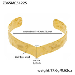 18K Gold-Plated Textured Open Cuff Designs