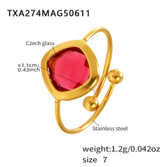 Colored Glass Geometric Open Ring