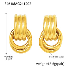 18K Gold-Plated Double Ribbed C-Hoop Earrings