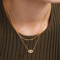 Eye-Motif Cubic Zirconia Necklace & Bracelet