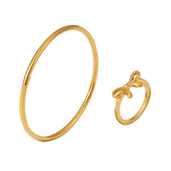 Bow Open Ring & Minimal Bangle Bracelet