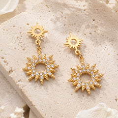 Cubic Zirconia Sunburst Drop Earrings