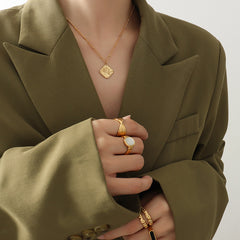 Decorative Coin or Square Relief Pendant Necklace