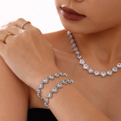Heart Cubic Zirconia Necklace or Bracelet