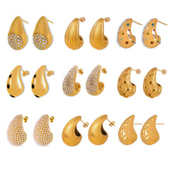 18K Gold-Plated Sculptural Teardrop Earring Designs