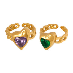 Heart Stone Chain-Link Ring
