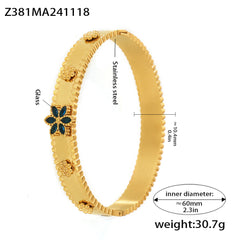 Snowflake or Three-Petal Stone-Accent Clasp Bracelet