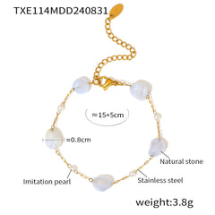 Natural Stone and Faux Pearl Necklace or Bracelet