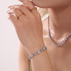 18K Gold-Plated Floral Cubic Zirconia Bracelet