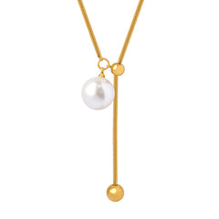 Shell Pearl-Look Bead Y-Pendant Necklace