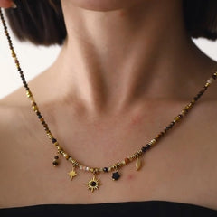 Nadine Vintage-Inspired Tiger-Eye Sun Choker Necklace