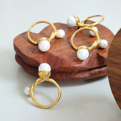 Twisted Pearl-Look Accent Ring