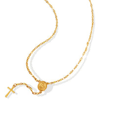 Coin and Cross Charm Necklace