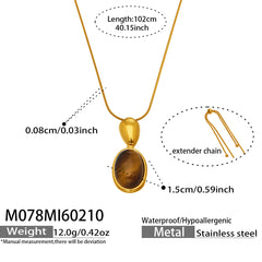 Tiger Eye and Black Agate Long Pendant Necklace