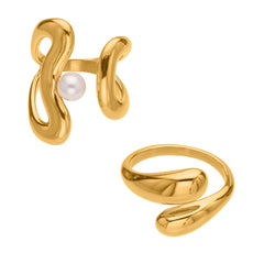 Sculptural Open Ring with Geometric Curves