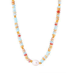 Pearl-Look and Color Disc Bead Necklace