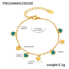 Colorful Enamel Heart Charm Necklace & Bracelet
