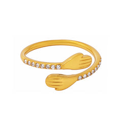 Hugging Hands Cubic Zirconia Open Ring