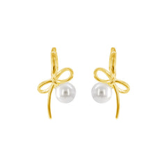 Nicolette Vintage-Inspired Pearl Bow Stud Earrings