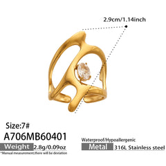Glass Accent and Open Heart Statement Rings
