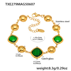 18K Gold-Plated Faceted Glass Link Bracelet