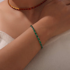 Colorful Cubic Zirconia Station Necklace & Bracelet