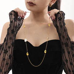 White Shell Geometric Long Necklace