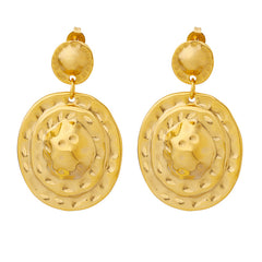 Gold-Tone Textured Round Drop Earrings