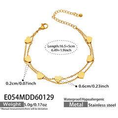 Layered Heart Charm Stainless Steel Bracelet
