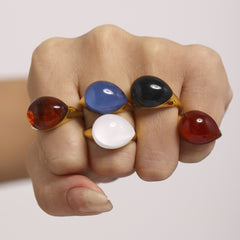 Colored Resin Teardrop Open Ring