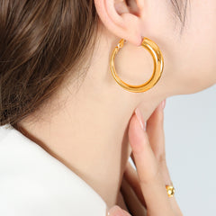 Gold-Tone Rounded Hoop Earrings