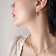 Green Fan Leaf Necklace or Earrings