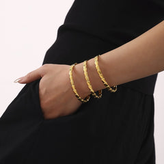 18K Gold-Plated Rectangular Link Bangle Bracelet
