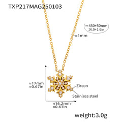 18K Gold-Plated Cubic Zirconia Snowflake Necklace