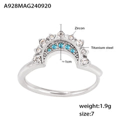 Sun or Moon Cubic Zirconia Open Ring