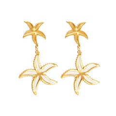 18K Gold-Plated Double Starfish Drop Earrings