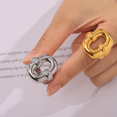 18K Gold-Plated Interlocking Oval Statement Ring