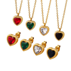 Heart Cubic Zirconia Necklace or Earrings