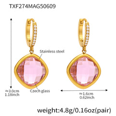 Faceted Color Stone Drop Earrings