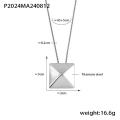18K Gold-Plated Pyramid Square Pendant Necklace