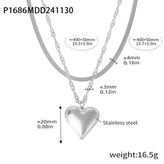 18K Gold-Plated Heart Pendant Layering Necklace