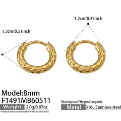 Textured Stainless Steel Hoop Earrings