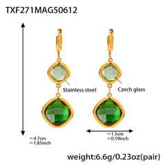 Faceted Czech Glass Two-Part Drop Earrings
