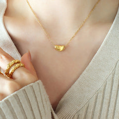 Gold-Tone Rounded Bean Pendant Necklace