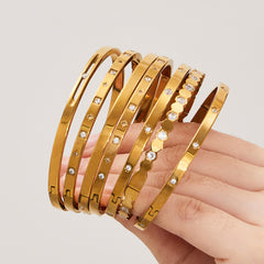 Cubic Zirconia Slim Clasp Bangle Bracelets