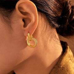 Textured Double-Circle Drop Earrings