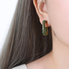 Sparkling G-Shaped Hoop Earrings