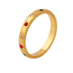 Colored Cubic Zirconia Stacking Band Ring