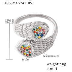 Double Heart Cubic Zirconia Adjustable Ring