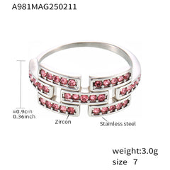 Cubic Zirconia Geometric Open Ring